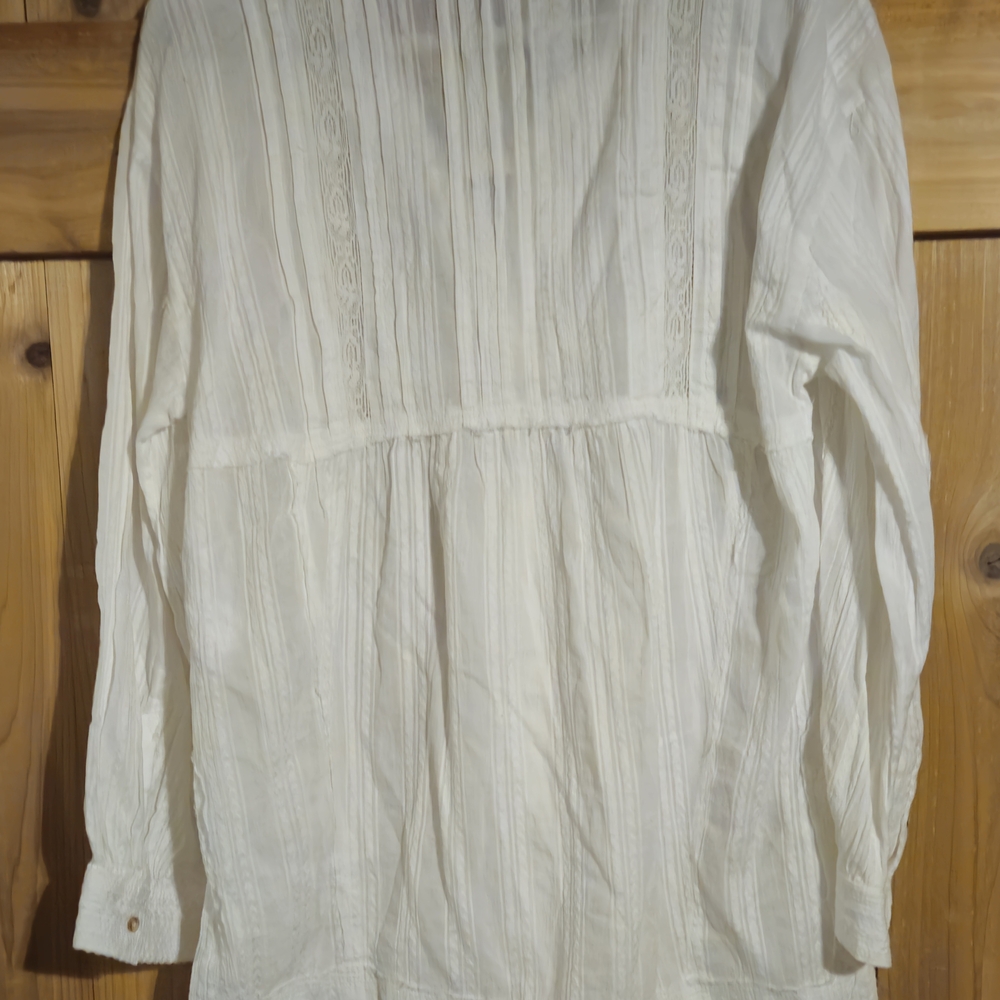 White Peasant Tunic Blouse Flowy Pintuck Pilcro Cotton - Picture 7 of 8